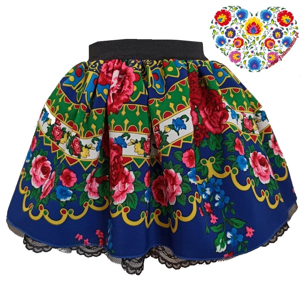 Niebieska słowianka ludowa spódniczka 98/104 Niebieska słowianka ludowa spódniczka 98/104