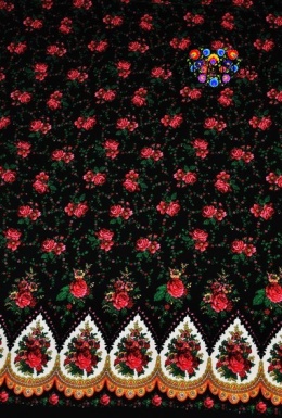 Łezki tkanina ludowa krepa wzór góralski z 1 strony 6 kolorów