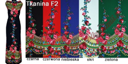 Cleo tkanina ludowa krepa wzór góralski z 2 stron 5 kolorów