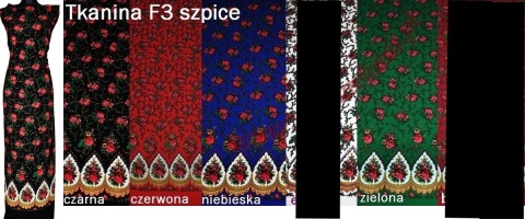 Łezki tkanina ludowa krepa wzór góralski z 1 strony 6 kolorów Łezki tkanina ludowa krepa wzór góralski z 1 strony 6 kolorów